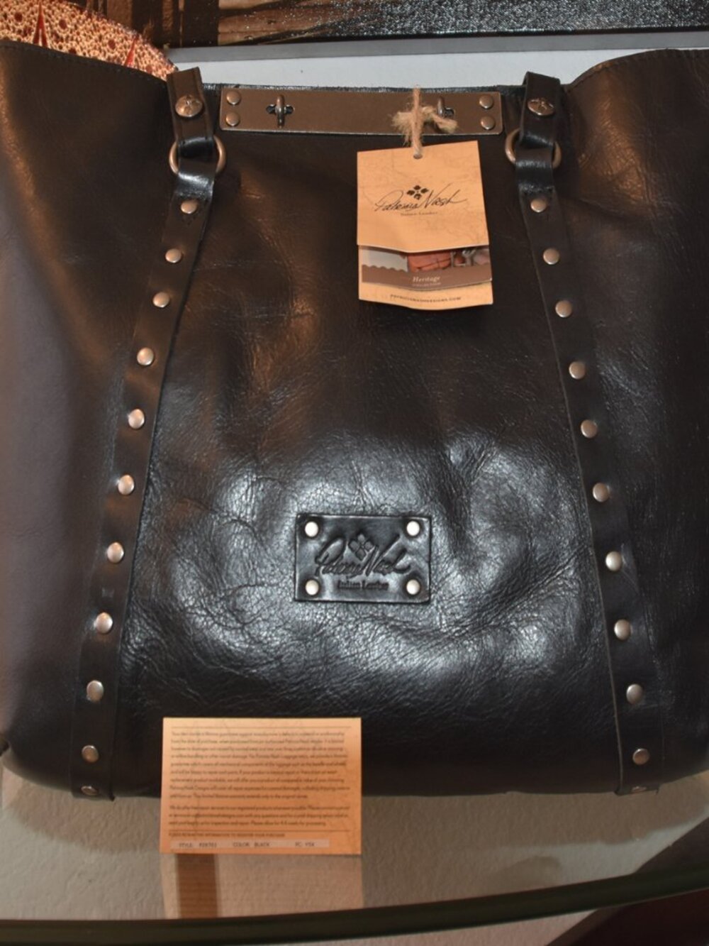 Patricia Nash Benvenuto - Black Leather Studded Large Tote Bag NWT